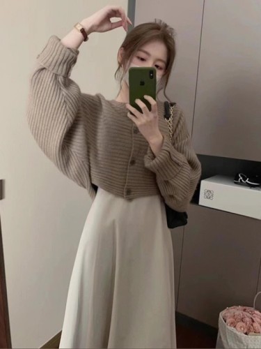 Early autumn chic high-end bat-sleeve loose sweater women's knitted design niche cardigan first love temperament jacket