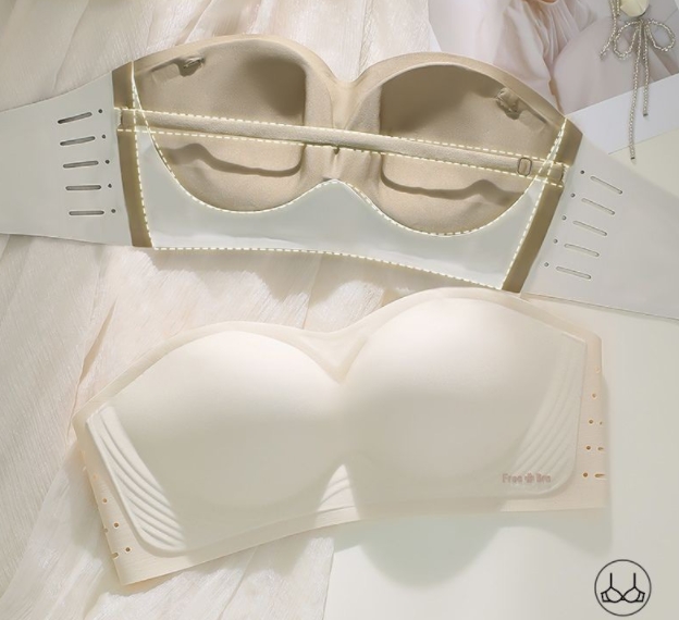 New strapless underwear for women, non-slip, push-up, small breasts, gathered, anti-exposed tube top, beautiful back, seamless bra for summer