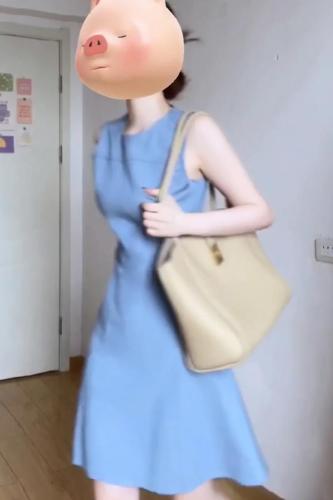 French style blue sleeveless dress women's design 2024 new summer small A-line skirt short skirt