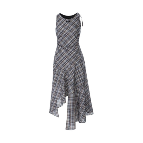 French retro plaid sleeveless vest dress for women summer 2024 new style small irregular long skirt