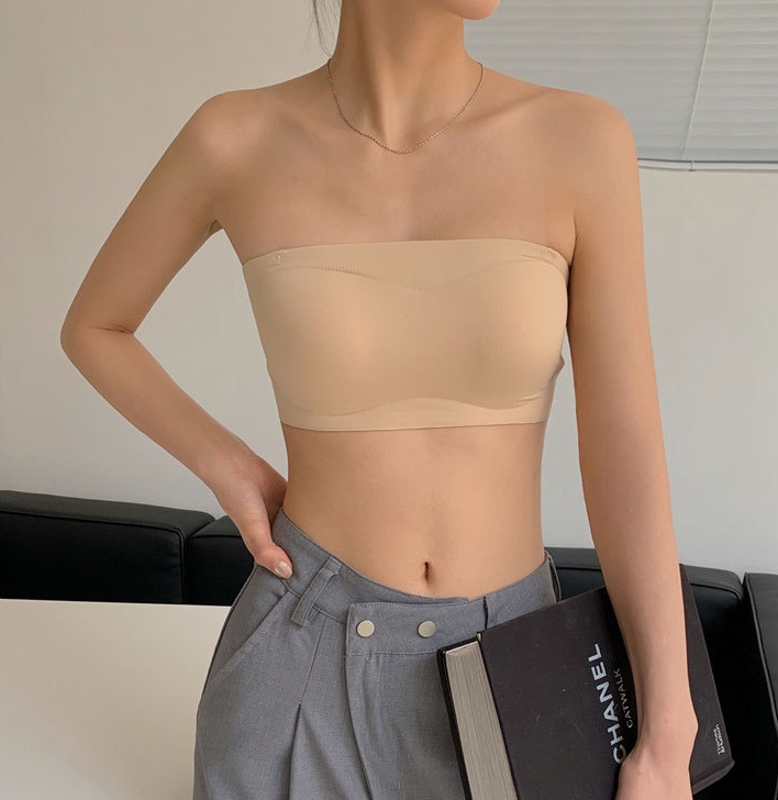 Strapless anti-slip tube top seamless underwear for women with big breasts, no steel ring, anti-sagging, breathable and beautiful back bra