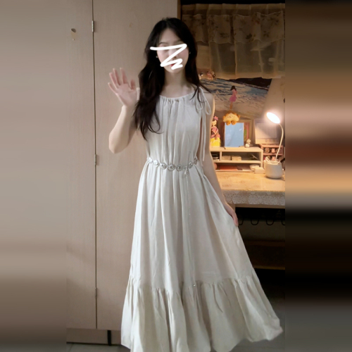 2024 new Korean style high-end v-neck floral dress for women, summer small French style waist long skirt