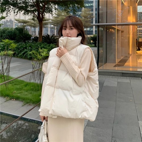 Korean style down cotton vest women's season new loose outer vest jacket vest vest women's outer wear