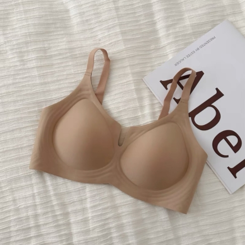 Summer hollow jelly glossy seamless wire-free underwear for women comfortable anti-sagging push-up soft support bra