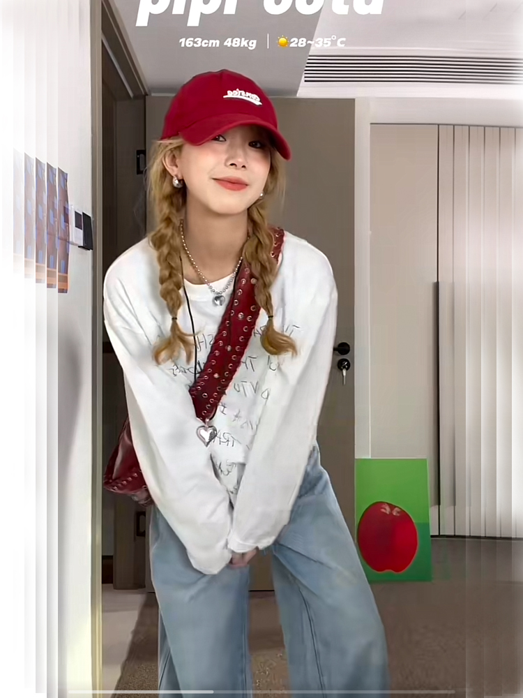 Early Autumn Winter Basic Long-Sleeve Pure Cotton T-Shirt for Women 2024 New Arrival Round Neck Loose Base Shirt New Top