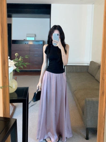 Real photos and real prices, slim and fashionable suit, sleeveless strappy top, long skirt