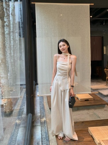 Actual price, real shot#Lazy style casual suit for women, loose wide-leg pants for summer travel, two-piece set