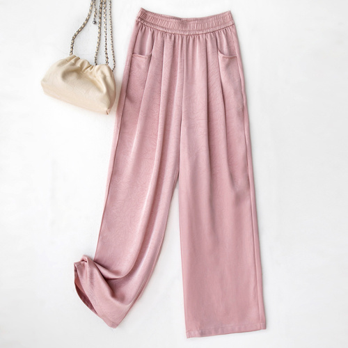 Japanese girls 2024 summer new style high-waisted slim and versatile casual lazy style straight floor-length wide-leg pants trend