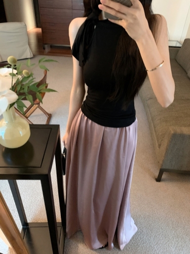 Real photos and real prices, slim and fashionable suit, sleeveless strappy top, long skirt