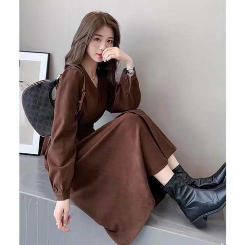 2024 Autumn Women's New Style Long-sleeved Dress Temperament French Retro Niche Light Mature Style Long Skirt