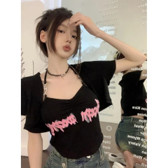 New early autumn cool layered fake two-piece vest pullover T-shirt cover-up trendy jacket for women