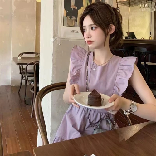 Zhenzhenjia gentle and high-end small purple dress for women 2024 new style mid-length a-line skirt thin