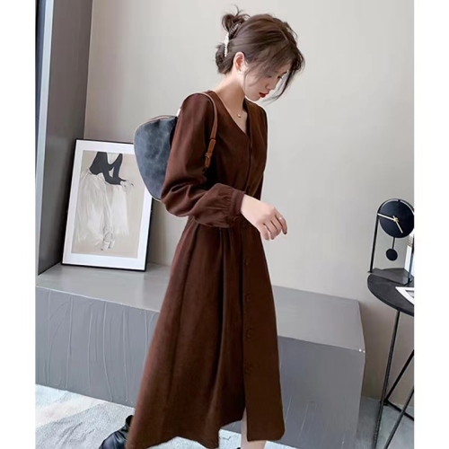 2024 Autumn Women's New Style Long-sleeved Dress Temperament French Retro Niche Light Mature Style Long Skirt