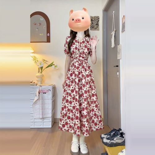 French Floral Dress for Women Summer 2024 New Design Niche Small People Super Beautiful Temperament Long Dress