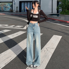 Photographed~ YKK 2024 Spring and Autumn New American Style Bold and Versatile Loose and Slimming Tall Straight Wide Leg Pants Trendy