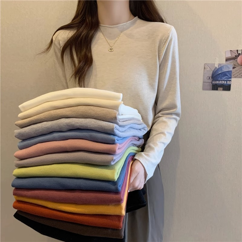 Early autumn thin foreign style fashionable soft waxy sweater for women spring autumn winter long-sleeved bottoming sweater top