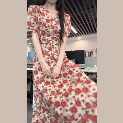 French Floral Dress for Women Summer 2024 New Design Niche Small People Super Beautiful Temperament Long Dress