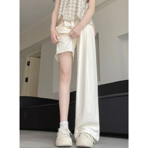 Ice Silk Niffle Yamamoto Pants Women's Summer Thin Style 2024 New Casual Pants Textured Lazy Wide Leg Pants