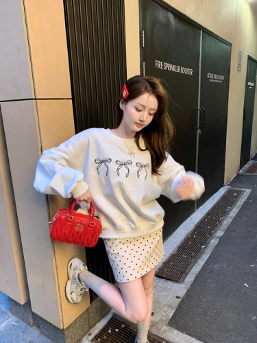 Xiaohongshu original anti-cotton Chinese cotton composite milk silk 300g/silver fox velvet 400g round neck sweatshirt for women