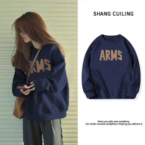 Imitation cotton Chinese cotton composite milk silk 320g silver fox velvet 420g round neck hooded double hood loose sweatshirt