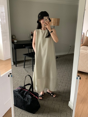 Casual round neck pullover dress sleeveless long dress