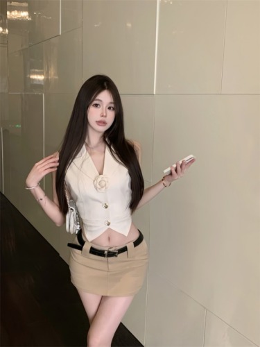 Real shot Xiaoxiangfeng suit vest vest summer sleeveless temperament short top jacket