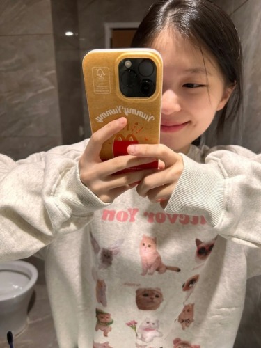 Pure cotton American small cartoon round neck sweatshirt for women spring and autumn Korean style oversize lazy niche top