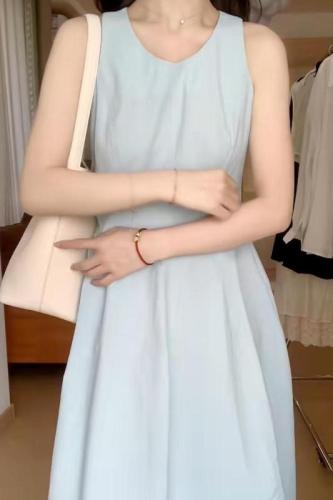 French white sleeveless vest suspender dress for women summer 2024 new style small high-end temperament long skirt