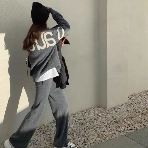 2024 Autumn/Winter Korean New Wool Cardigan Set with Wide Leg Pants for Women - Slimming Loose Matchy Set