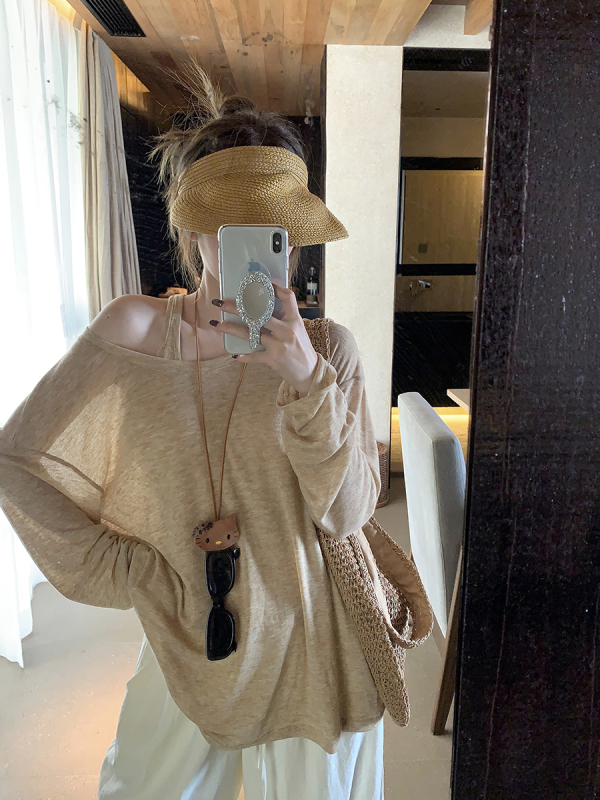 Actual photos and real prices. Two-piece set of layered sun protection blouses. Casual, versatile, loose and lazy tops.
