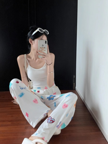 Official picture of casual wide-leg pants for women in summer, new versatile high-waisted, draping, lazy floor-length pants, straight-leg thin trousers