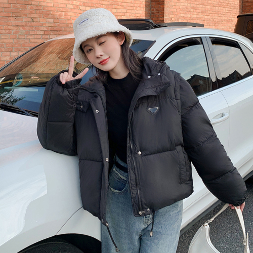 Actual shot of 2024 new winter Korean style short cotton jacket for women removable Internet celebrity fashion puff vest jacket