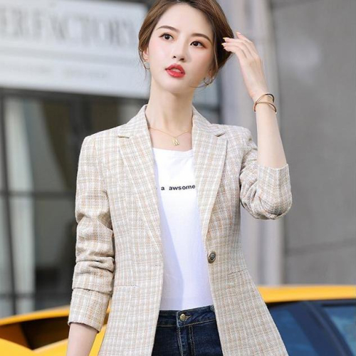 Pink suit jacket for women 2024 spring and summer new style Korean style temperament internet celebrity casual small short women's suit