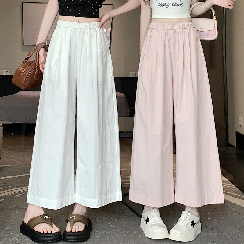Summer new slim and versatile Korean style cotton-containing wide-leg pants for girls