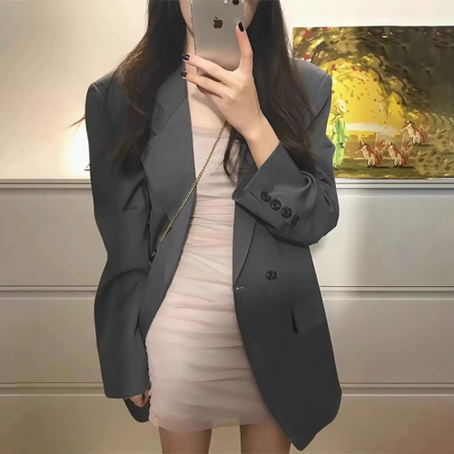 Gray suit jacket for women spring and autumn new style small casual high-end street small suit design