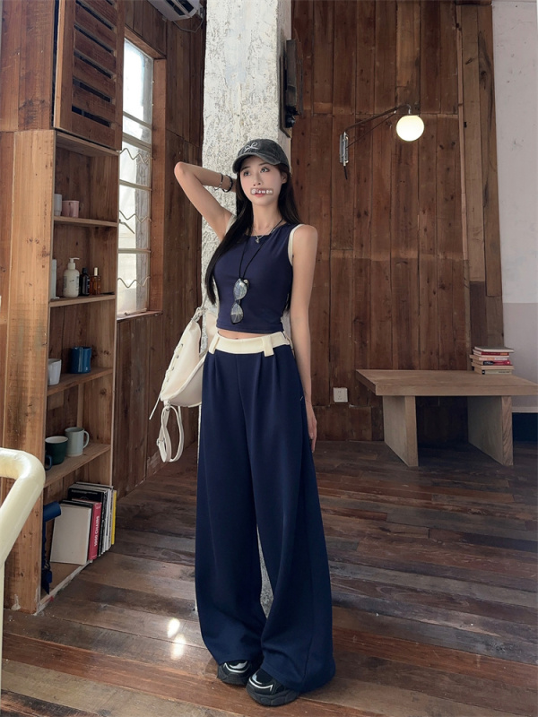 Summer new Korean style small vest fashionable wide leg long suit for women