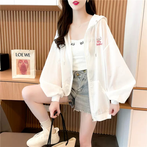 Official picture 100 polyester new summer Korean version loose fat mm cardigan sun protection top jacket