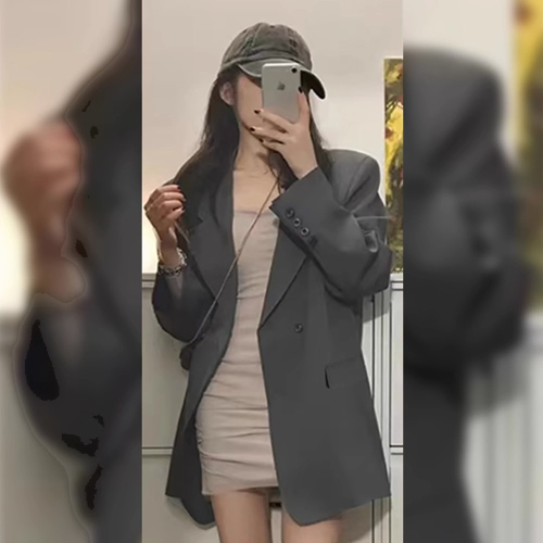 Gray suit jacket for women spring and autumn new style small casual high-end street small suit design