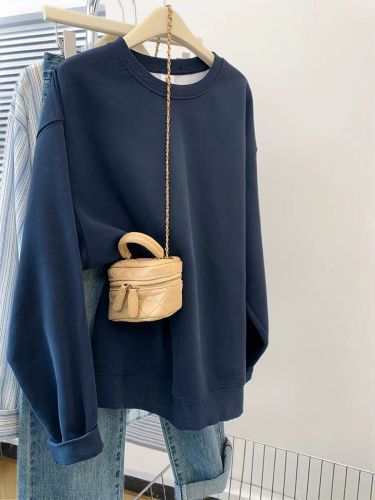 Thin Chinese cotton milk silk plus velvet Chinese cotton silver fox velvet round neck printed sweatshirt for women couple quality