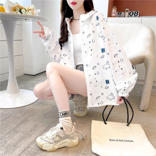 Official photo 100 polyester new style summer style cardigan hooded sun protection top jacket