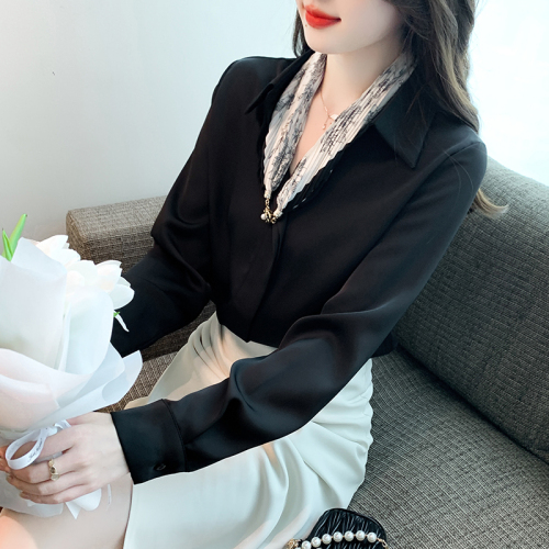 Already shipped 2024 autumn new white shirt LO business wear acetate satin high-end tops women's clothing