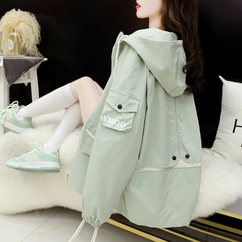 Official Photo Cool Silk Cotton Lined 2024 Spring and Autumn New Style Loose Versatile Hooded Top Jacket Women's Fashion