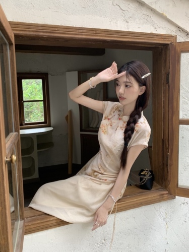 New Chinese style improved cheongsam skirt Zen style skirt suit women's spring new temperament skirt