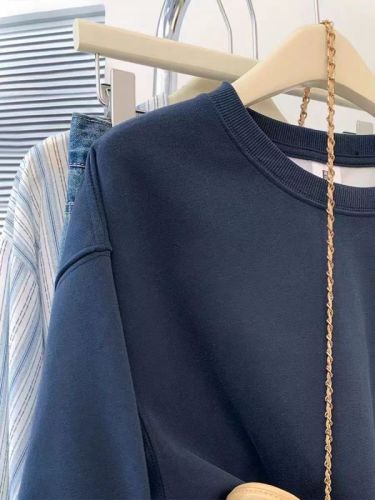 Thin Chinese cotton milk silk plus velvet Chinese cotton silver fox velvet round neck printed sweatshirt for women couple quality