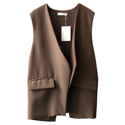 Actual shot ~ Suit vest for women 2024 new autumn Korean style V-neck sleeveless loose waistcoat with slits in the back