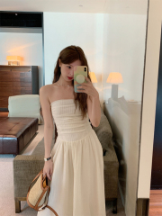 Lu Xiao Tuantuan tube top pleated high waist dress summer new Korean style rebellious daughter style salt style skirt