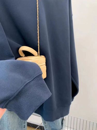 Thin Chinese cotton milk silk plus velvet Chinese cotton silver fox velvet round neck printed sweatshirt for women couple quality