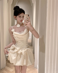 Real shot of jacquard suspender dress new style pure lust hot girl bud skirt