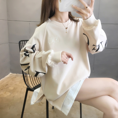 Official photo imitation cotton twill fish scale 2024 spring and autumn thin sweatshirt loose round neck jacket for women