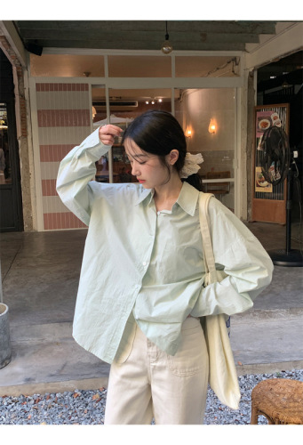 Matcha green high-end outer wear blouse can protect small people from the sun, Korean style, Korean style outer wear